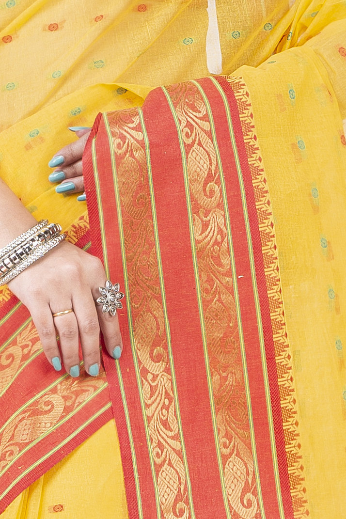 Beige Pure Cotton Alpona Tant Saree (193)